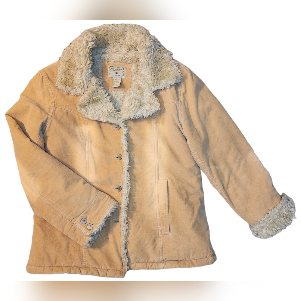 BKE vintage distressed look jacket woman’s faux fur